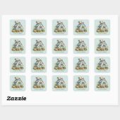 Sticker Carré mignon Amateurs de coq Country ajouter le message (Feuille)