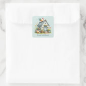 Sticker Carré mignon Amateurs de coq Country ajouter le message (Sac)