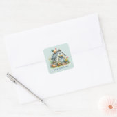 Sticker Carré mignon Amateurs de coq Country ajouter le message (Enveloppe)