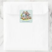Sticker Carré mignon Amateurs de coq Country ajouter le message (Sac)