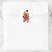 Sticker Carré Mignon Amoureux des chiens Poméranien Funny Noël c (Sac)