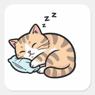Sticker Carré Mignon Animal Kawaii Chat