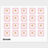 Sticker Carré mignon Baby shower Ours Teddy ! (Feuille)