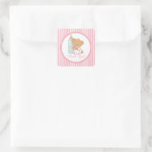 Sticker Carré mignon Baby shower Ours Teddy ! (Sac)