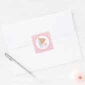 Sticker Carré mignon Baby shower Ours Teddy ! (Enveloppe)