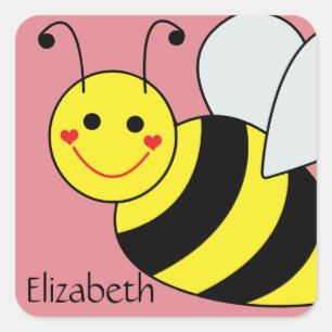 Sticker Carré Mignon gaffez l'abeille personnalisée