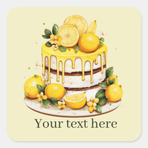 Sticker Carré mignon gâteau au citron ajouter du texte