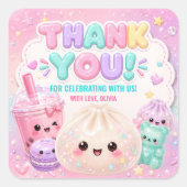 Sticker Carré Mignon Glitter Dumpling Bao Squishy Fête Anniversa (Devant)