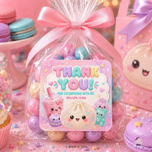 Sticker Carré Mignon Glitter Dumpling Bao Squishy Fête Anniversa