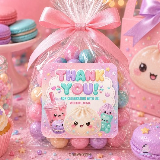 Sticker Carré Mignon Glitter Dumpling Bao Squishy Fête Anniversa