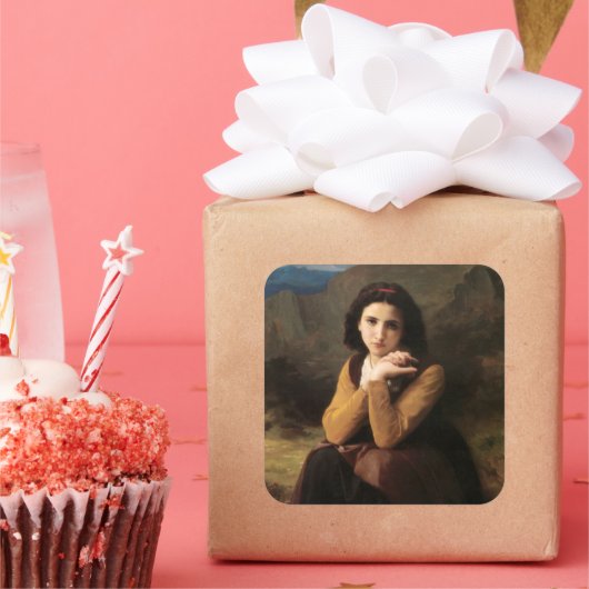 Sticker Carré Mignon Innocence d'une adolescente, Bouguereau (Fête)