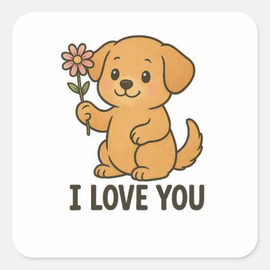 Sticker Carré Mignon Je T'Aime (Devant)