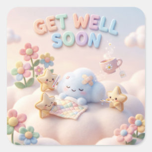 Sticker Carré Mignon Kawaii Prompt rétablissement avec nuage end
