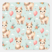 Sticker Carré Mignon Lama Boho (Devant)