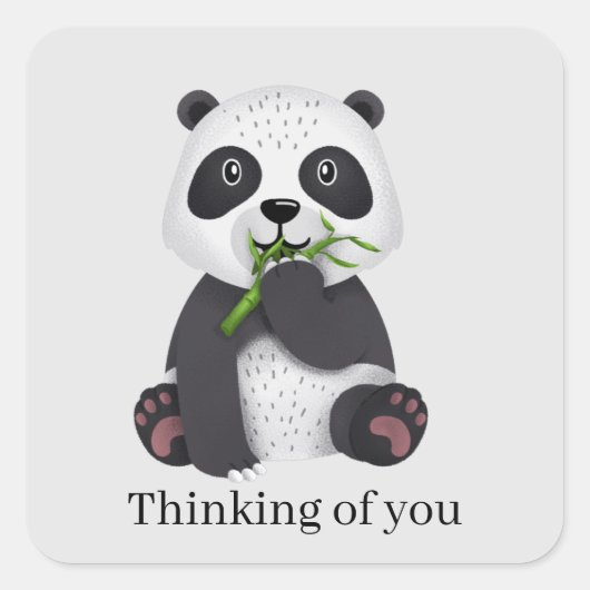 Sticker Carré mignon ours panda penser à toi (Devant)