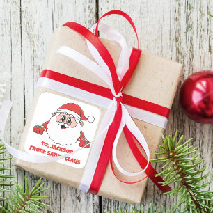 Sticker Carré Mignon Personnalisé De Père Noël