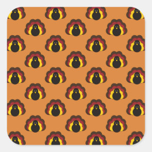 Sticker Carré Mignon Thanksgiving Fall Turquie Motif