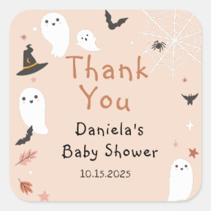 Sticker Carré Mignon Un Petit Chouette Halloween Baby Shower