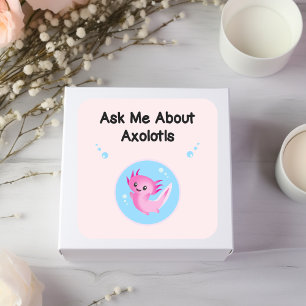 Sticker Carré mignon violet me demander Axolotls Salamander