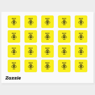 Sticker Carré Mignonne avec un design de fond jaune