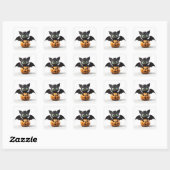 Sticker Carré Mignonne batte d'halloween sur citrouille (Feuille)