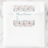 Sticker Carré Mignonne cerf en Forêt Whimsical Noël Motif (Sac)
