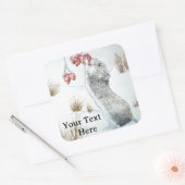 Sticker Carré Mignonne champ neige scène hiver faune (Enveloppe)