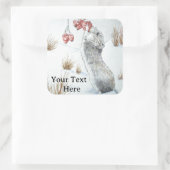 Sticker Carré Mignonne champ neige scène hiver faune (Sac)