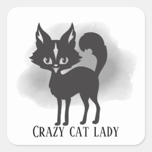 Sticker Carré mignonne dame de chat fou ajouter du texte