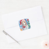 Sticker Carré Mignonne Festive Anime Fille Noël (Enveloppe)
