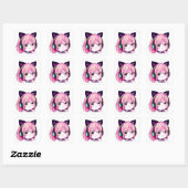 Sticker Carré Mignonne fille Anime avec oreilles de chat (Feuille)