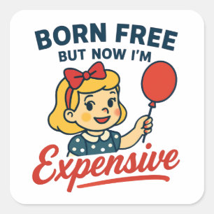 Sticker Carré Mignonne fille, Esprit libre