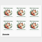 Sticker Carré Mignonne Fox dormir en Baby shower Feuille (Feuille)