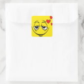 Sticker Carré Mignonne Happy Face Amour Emoji (Sac)