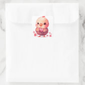 Sticker Carré Mignonne Heart Chick Valentine (Sac)