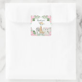 Sticker Carré Mignonne Jungle Animaux Bébé Fille Douche Favorise (Sac)