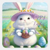 Sticker Carré Mignonne lapin de Pâques 01 (Devant)