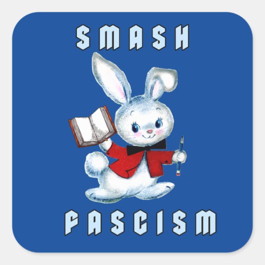 Sticker Carré Mignonne Lapin Rétro - Fascisme Smash (Devant)