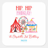 Sticker Carré Mignonne Main Drake Carnival Circus Anniversaire (Devant)