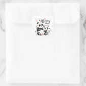 Sticker Carré Mignonne Mère Bébé Panda (Sac)