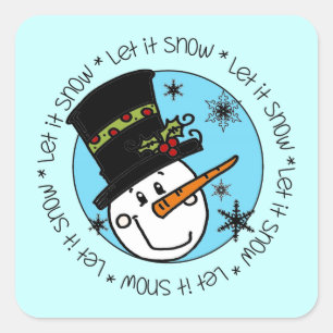Sticker Carré Mignonne Motoneige D'Hiver Laisser Neige