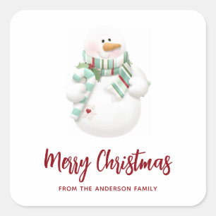 Sticker Carré Mignonne Noël Snowman Holiday