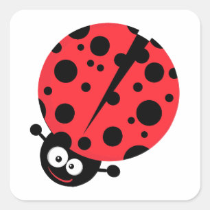 Sticker Carré mignonne petite coccinelle avec beaucoup de taches