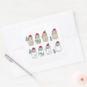 Sticker Carré Mignonne porte masque casquette de Noël désinfecta (Enveloppe)