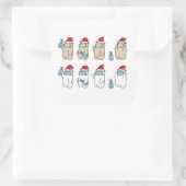 Sticker Carré Mignonne porte masque casquette de Noël désinfecta (Sac)