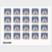 Sticker Carré Mignonne rose turquoise lamas embrasser l'école de (Feuille)
