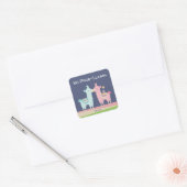 Sticker Carré Mignonne rose turquoise lamas embrasser l'école de (Enveloppe)