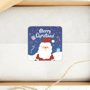 Sticker Carré Mignonne Santa Claus Winter Wonderland Joyeux Noël