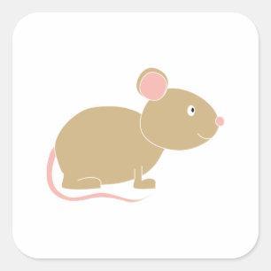 Sticker Carré Mignonne souris.