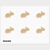Sticker Carré Mignonne souris. (Feuille)